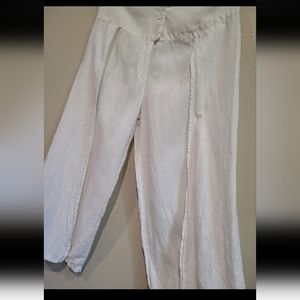 Gemma Ricceri White Linen faux wrap pant. Womens Size Lg.